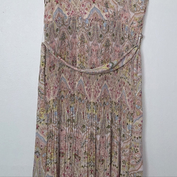 T Tahari Women's Pink Pleated Belted Faux-Wrap Maxi Dress Size M - Picture 8 of 14